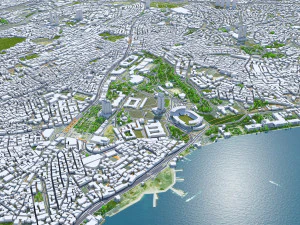 Istanbul city Turkey 50 km 3D Model