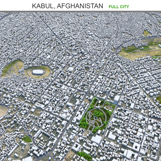 Kabul city Afghanistan 50km 3Dモデル .c4d .max .obj .3ds .fbx .stl .blend 