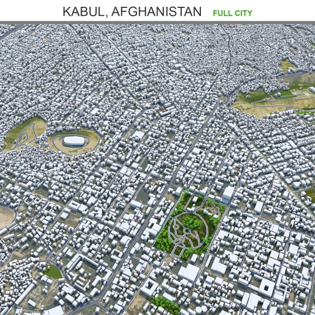 Kabul city Afghanistan 50km 3D Model .c4d .max .obj .3ds .fbx .stl .blend 