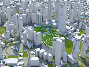 Kuala Lumpur Śr&oacute;dmieście Malezja 7 km Model 3D