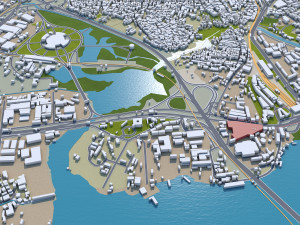 Lagos Downtown city Nigeria 10km Modello 3D