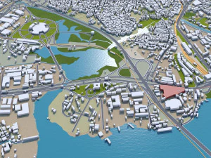 Lagos Downtown city Nigeria 10km 3D Model