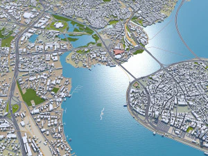 Lagos Downtown city Nigeria 10km 3D Model