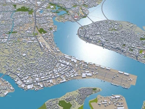 Lagos Downtown city Nigeria 10km 3D Model