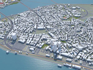 Lagos Downtown city Nigeria 10km 3D Model