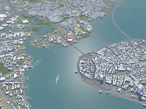 Lagos Downtown city Nigeria 10km 3D Model