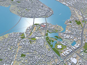 Lagos Downtown city Nigeria 10km 3D Model