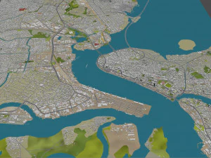 Lagos Downtown city Nigeria 10km 3D Model