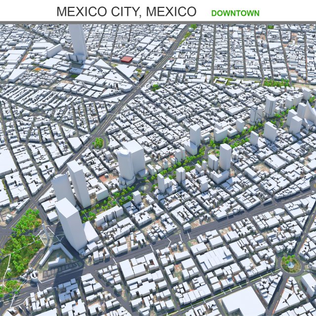 Mexico Downtown City Mexico 10km Modèle 3D .c4d .max .obj .3ds .fbx .stl .blend 