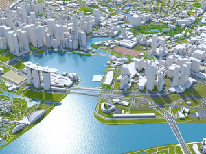 Singapore downtown city Modelo 3D