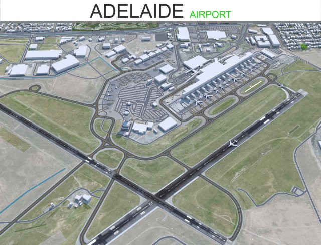 Adelaide Airport 10km Modelo 3D .c4d .max .obj .3ds .fbx .stl .blend 