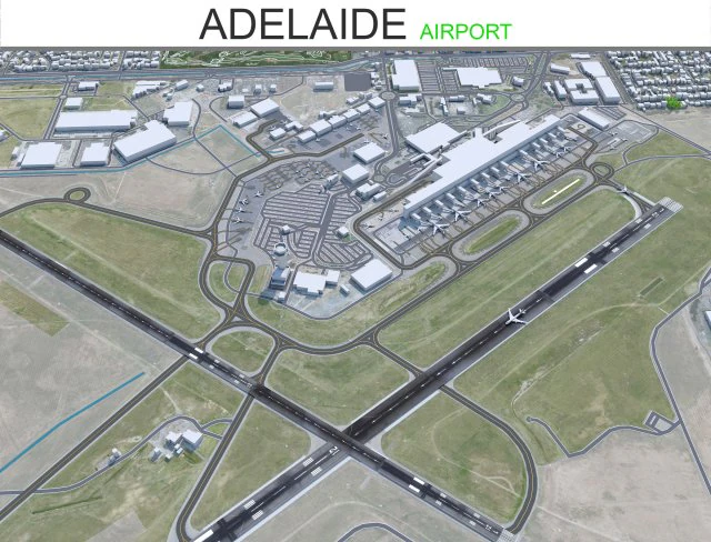 Adelaide Airport 10km 3D Model .c4d .max .obj .3ds .fbx .stl .blend 