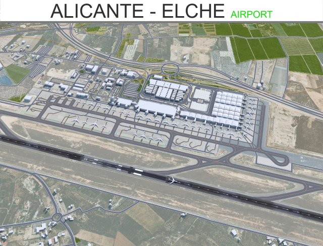 Alicante - Elche Airport 10km Modelo 3D .c4d .max .obj .3ds .fbx .stl .blend 