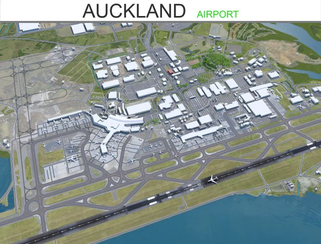 Aeroporto de Auckland 10 km Modelo 3D .c4d .max .obj .3ds .fbx .stl .blend 