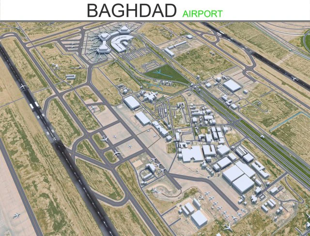 Baghdad Airport 15km 3D Model .c4d .max .obj .3ds .fbx .stl .blend 