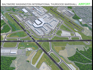 Baltimore Washington International Thurgood Marshall Airport 10km 3D Model