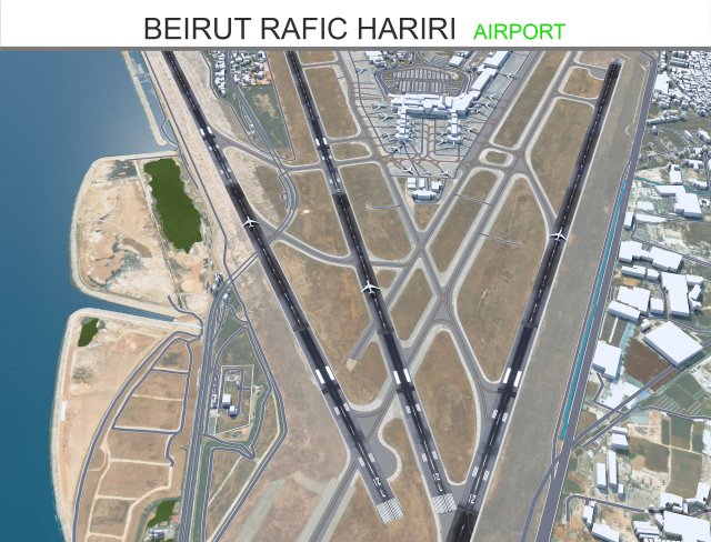 Beirut Rafic Hariri Airport 10km 3D Model .c4d .max .obj .3ds .fbx .stl .blend 