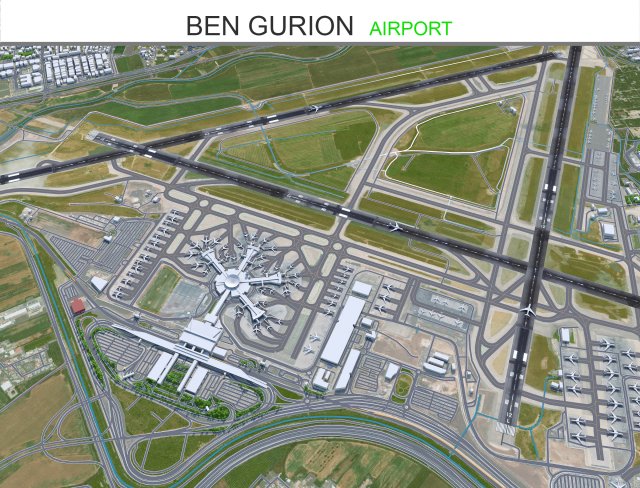 Ben Gurion Airport 10km 3D-Modell .c4d .max .obj .3ds .fbx .stl .blend 