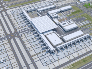 Berlin Brandenburg and Schnefeld Airport 15km 3D Model