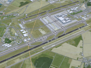 Berlin Brandenburg and Schnefeld Airport 15km 3D Model