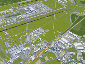 Berlin Brandenburg and Schnefeld Airport 15km 3D Model