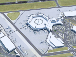 Berlin Tegel Airport 10km 3D Модель