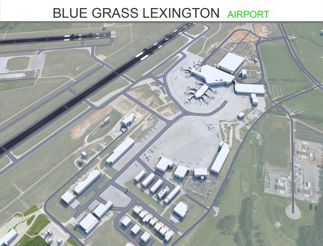 Blue Grass Airport Lexington 10km Model 3D .c4d .max .obj .3ds .fbx .stl .blend 