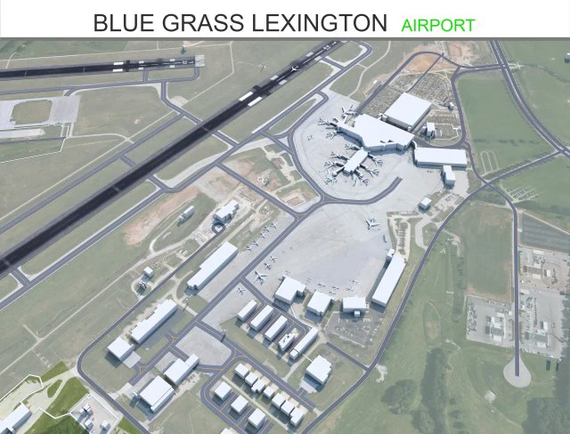 Blue Grass Airport Lexington 10km 3D Model .c4d .max .obj .3ds .fbx .stl .blend 
