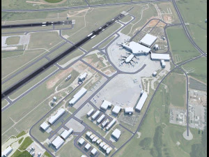 Blue Grass Airport Lexington 10km 3D Model