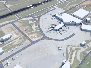 Blue Grass Airport Lexington 10km 3D Model