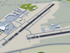 Blue Grass Airport Lexington 10km Model 3D