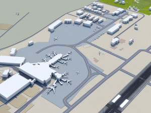 Blue Grass Airport Lexington 10km Model 3D