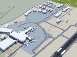 Blue Grass Airport Lexington 10km 3D Model