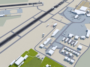 Blue Grass Airport Lexington 10km Model 3D
