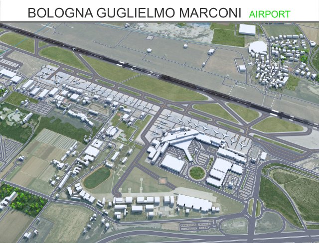 Bologna Guglielmo Marconi Airport 10km 3D Модель .c4d .max .obj .3ds .fbx .stl .blend 