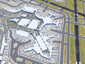 Boston Logan Airport 10km 3D Model