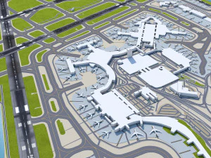 Boston Logan Airport 10km 3D Model