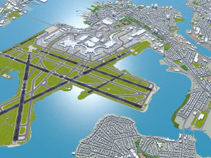 Boston Logan Airport 10km 3D Model