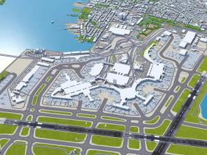 Boston Logan Airport 10km 3D Model