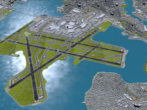 Boston Logan Airport 10km 3D Model