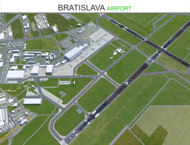 Bratislava Airport 15km 3D 모델 .c4d .max .obj .3ds .fbx .stl .blend 