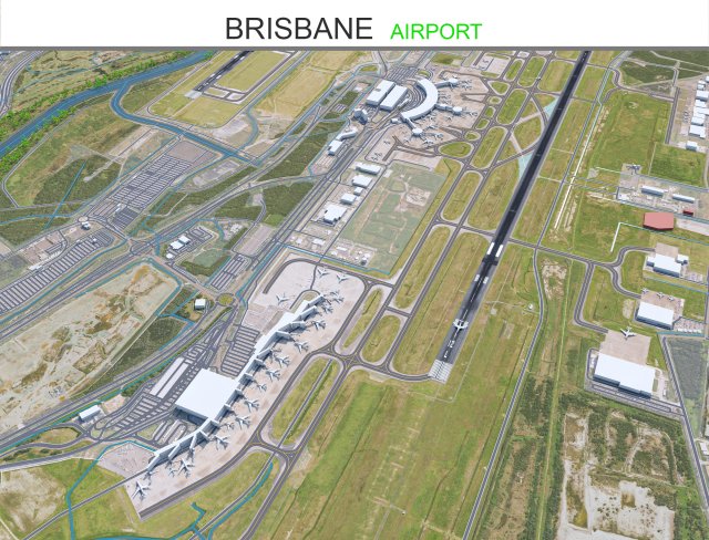 Brisbane Airport 10km Modèle 3D .c4d .max .obj .3ds .fbx .stl .blend 