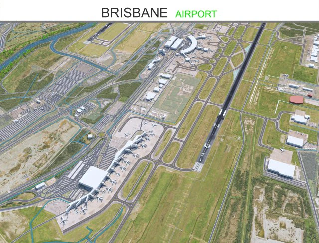 Aeroporto de Brisbane 10 km Modelo 3D .c4d .max .obj .3ds .fbx .stl .blend