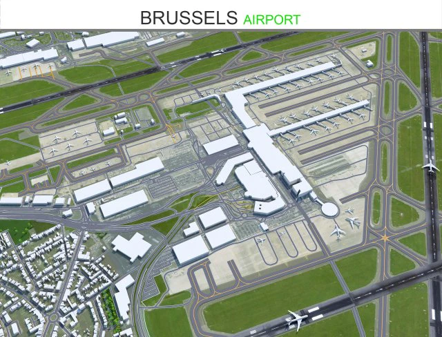 Brussels Airport 12km 3D Model .c4d .max .obj .3ds .fbx .stl .blend