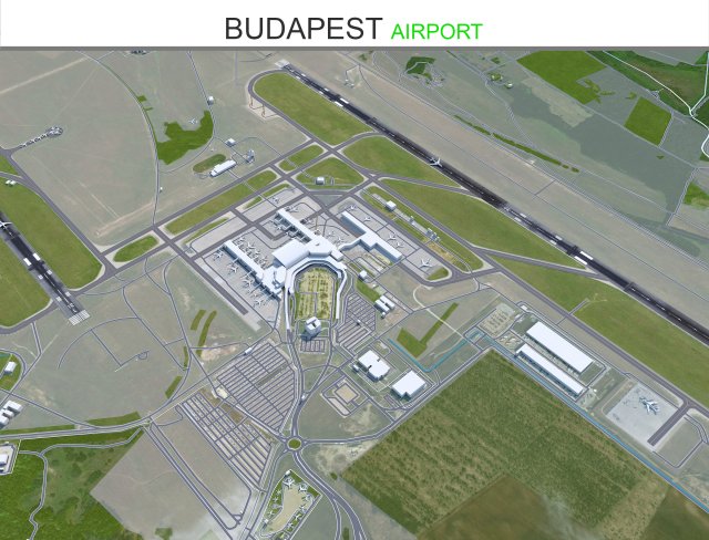 Budapest Airport 12km 3D Model .c4d .max .obj .3ds .fbx .stl .blend 