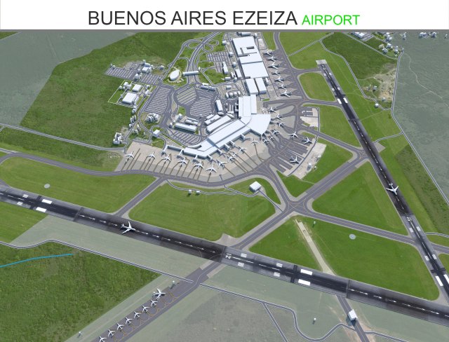 Buenos Aires Ezeiza Airport 10km Model 3D .c4d .max .obj .3ds .fbx .stl .blend 