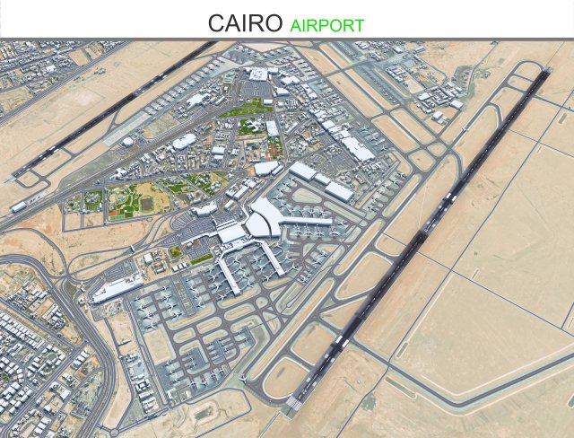 Cairo Airport 15km 3D 模型 .c4d .max .obj .3ds .fbx .stl .blend 