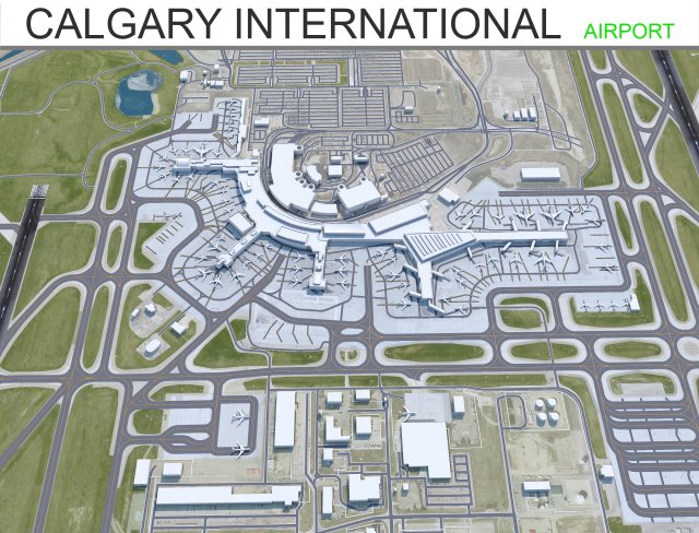 Calgary International Airport 12km Model 3D .c4d .max .obj .3ds .fbx .stl .blend 