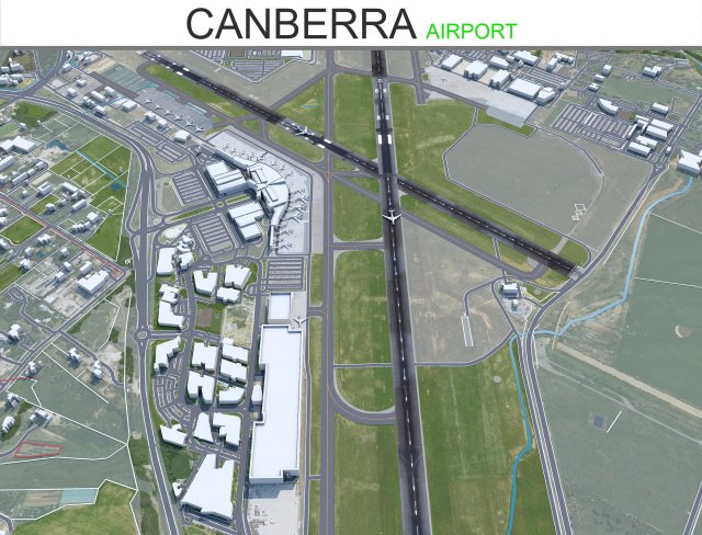 Canberra Airport 10km 3D 모델 .c4d .max .obj .3ds .fbx .stl .blend 