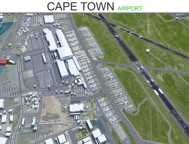 Cape Town Airport 15km Model 3D .c4d .max .obj .3ds .fbx .stl .blend 